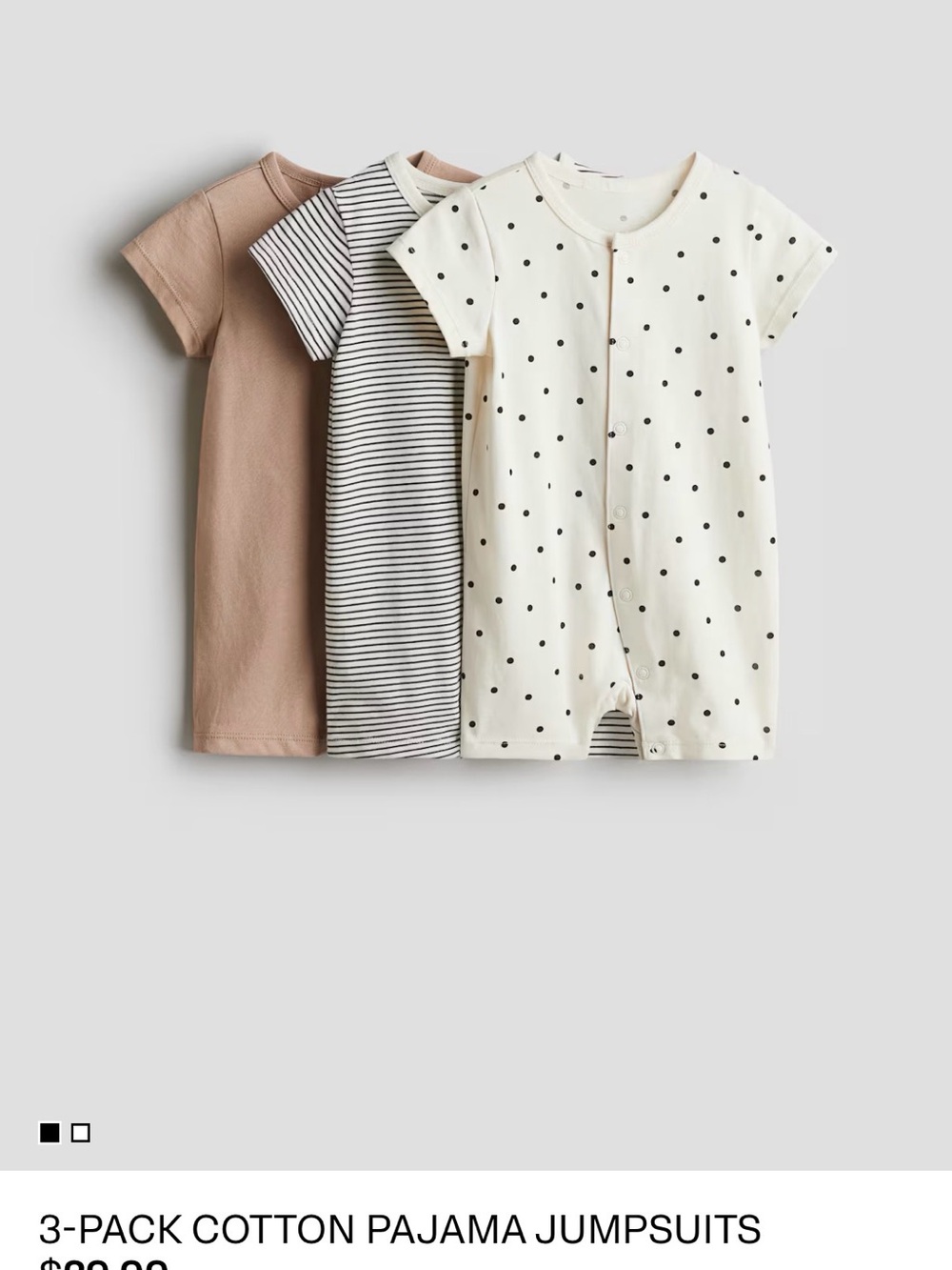 H&M 3-Pack Baby Cotton Pajama Jumpsuits